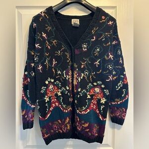 Vintage 90’s Floral Button Down Cardigan Cotton and Ramie Size Large